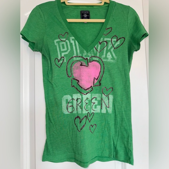 PINK Victoria's Secret Tops - PINK Victoria’s Secret Vintage Graphic Tee Green Pink